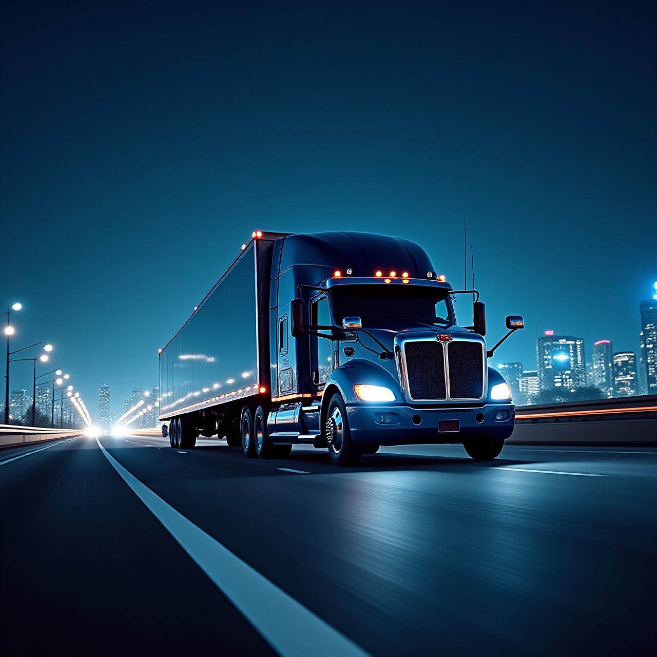 Modern logistics hub with high-tech trucks